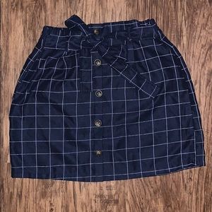 Navy Blue Plaid Business Skirt